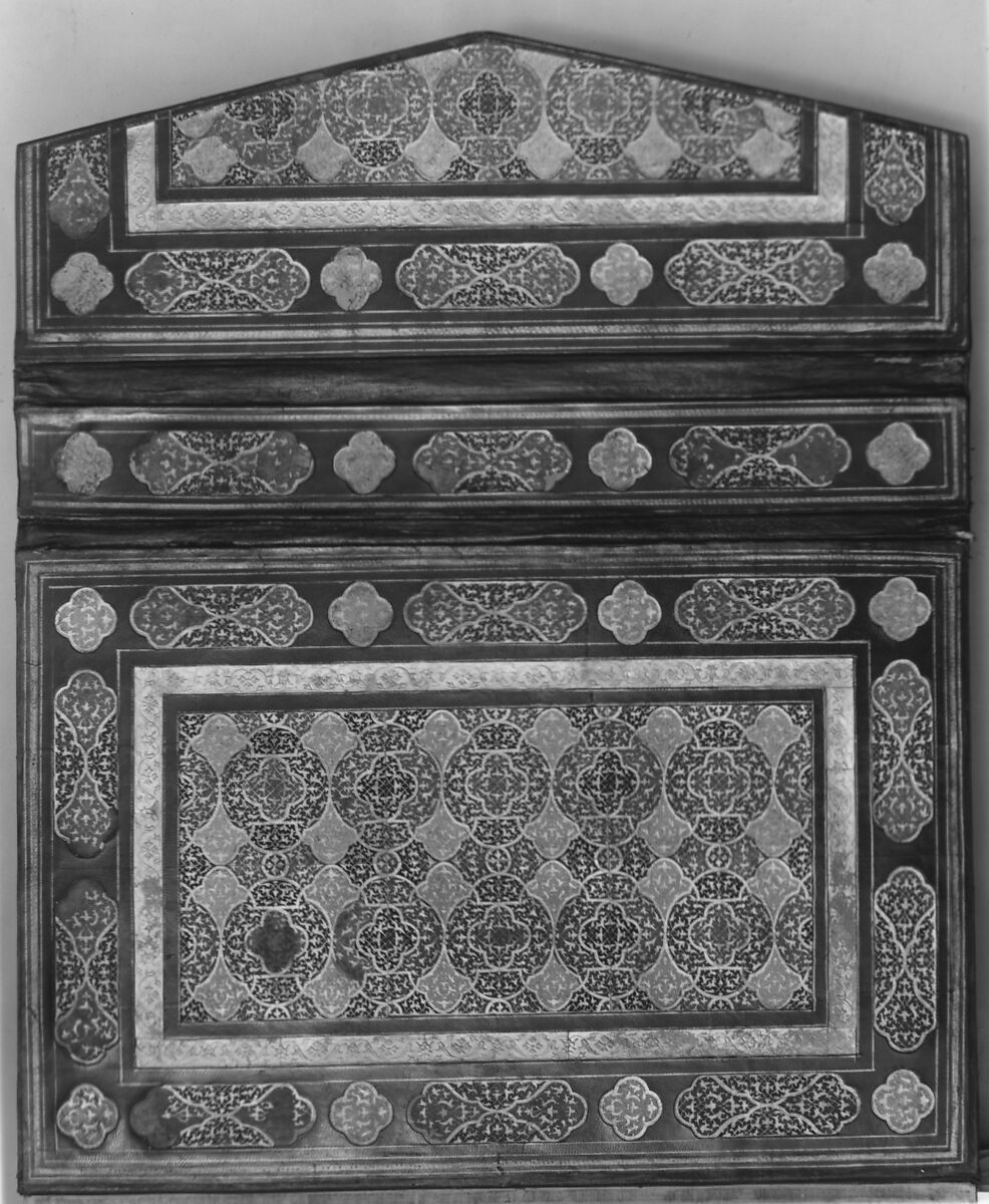 Shahnama (Book of Kings) of Firdausi, Abu'l Qasim Firdausi (Iranian, Paj ca. 940/41–1020 Tus), Leather; tooled and gilded; ink on paper