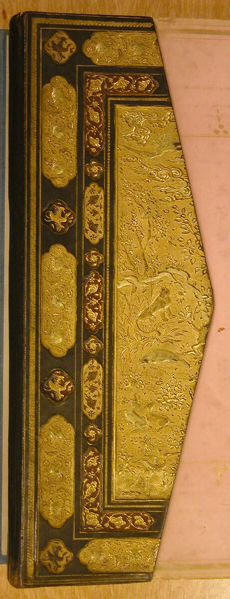 Shahnama (Book of Kings) of Firdausi, Abu'l Qasim Firdausi (Iranian, Paj ca. 940/41–1020 Tus), Leather; tooled and gilded; ink on paper