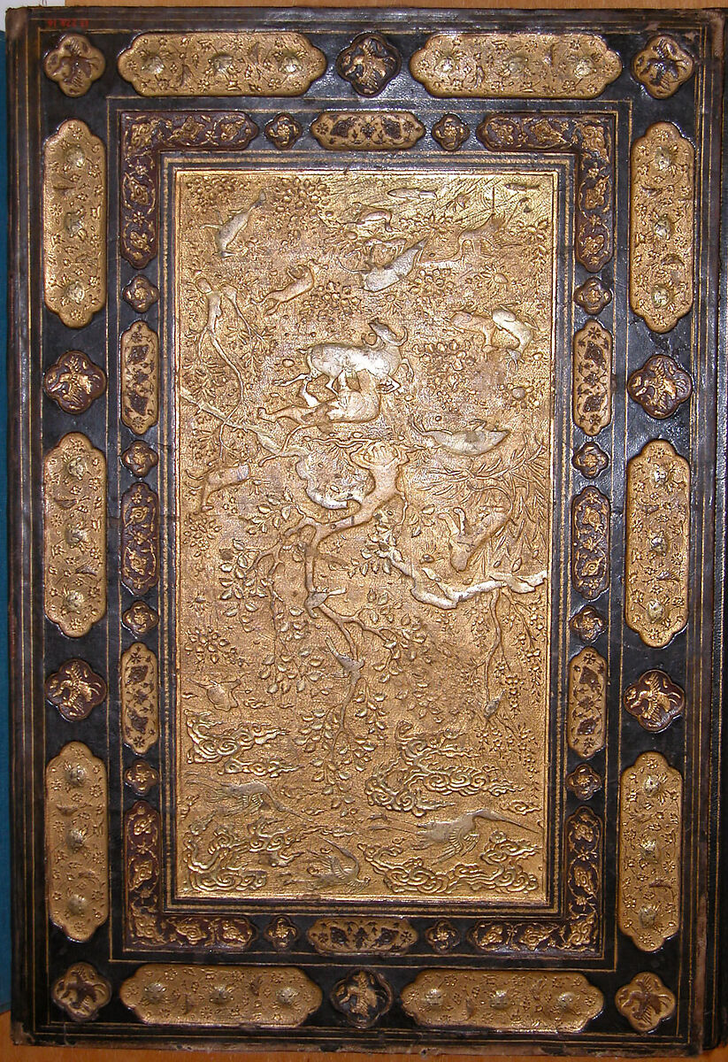 Shahnama (Book of Kings) of Firdausi, Abu'l Qasim Firdausi (Iranian, Paj ca. 940/41–1020 Tus), Leather; tooled and gilded; ink on paper