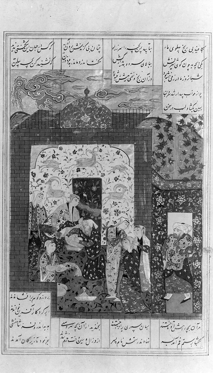 Shahnama (Book of Kings) of Firdausi, Abu'l Qasim Firdausi (Iranian, Paj ca. 940/41–1020 Tus), Leather; tooled and gilded; ink on paper