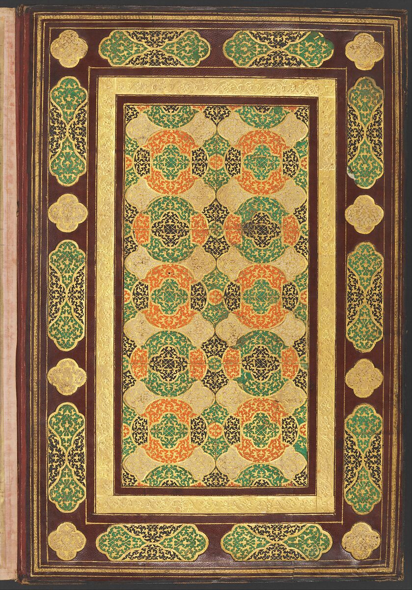 Shahnama (Book of Kings) of Firdausi, Abu'l Qasim Firdausi (Iranian, Paj ca. 940/41–1020 Tus), Leather; tooled and gilded; ink on paper