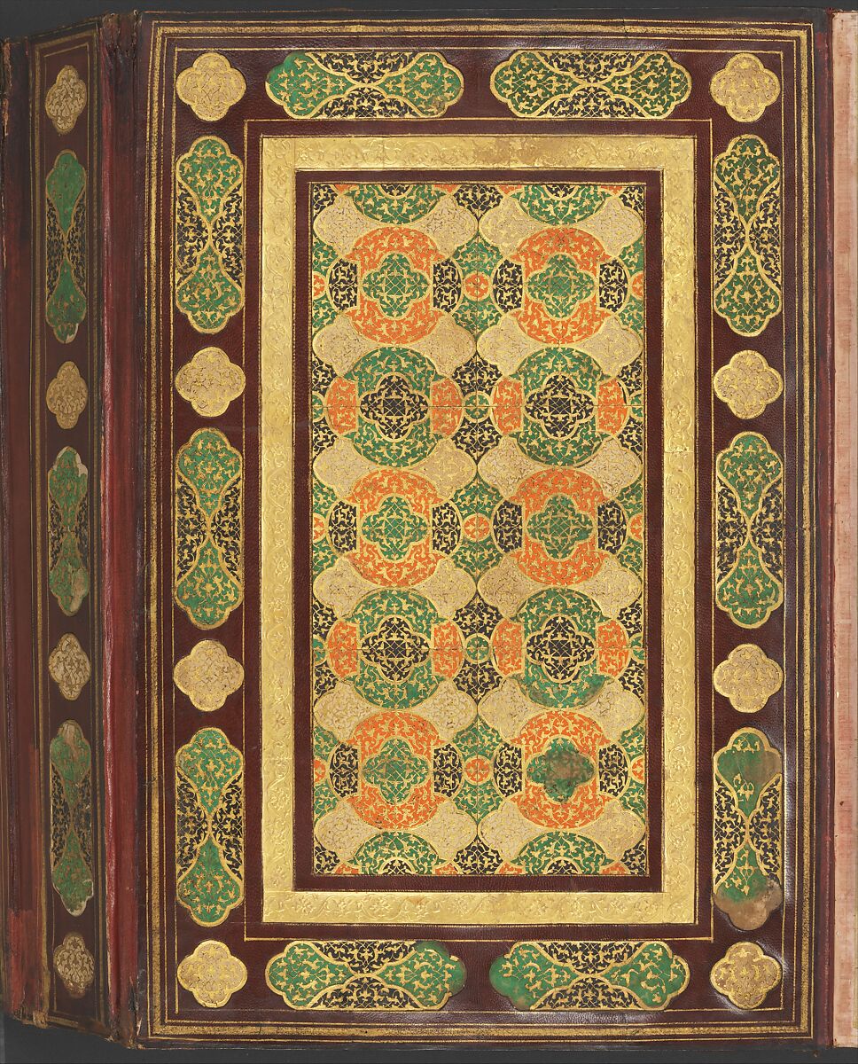 Shahnama (Book of Kings) of Firdausi, Abu'l Qasim Firdausi (Iranian, Paj ca. 940/41–1020 Tus), Leather; tooled and gilded; ink on paper