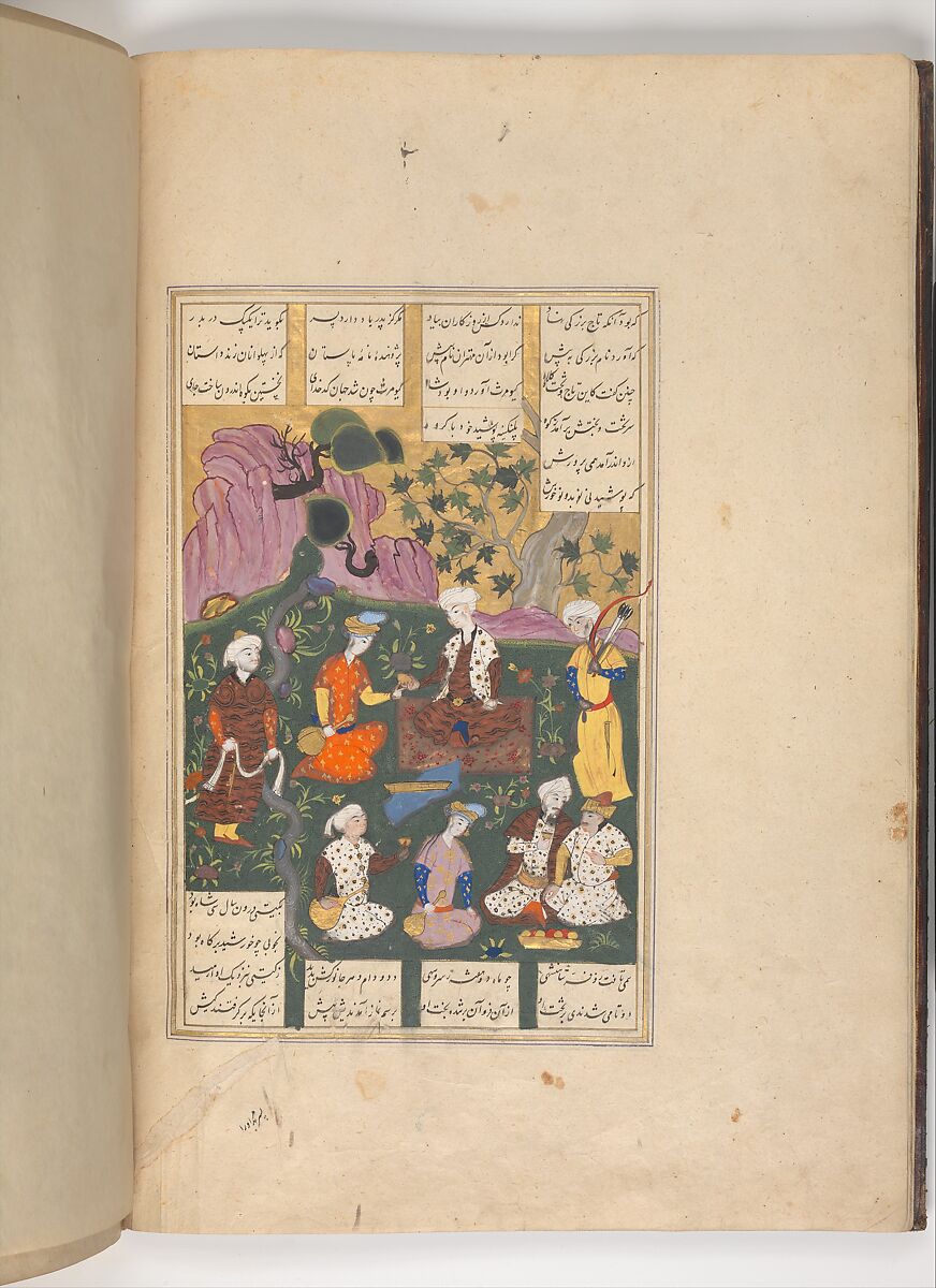 Shahnama (Book of Kings) of Firdausi, Abu'l Qasim Firdausi (Iranian, Paj ca. 940/41–1020 Tus), Leather; tooled and gilded; ink on paper