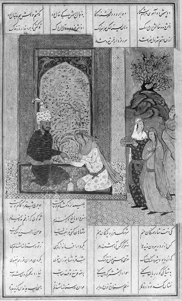 Shahnama (Book of Kings) of Firdausi, Abu'l Qasim Firdausi (Iranian, Paj ca. 940/41–1020 Tus), Ink, opaque watercolor, silver, and gold on paper; lacquer binding