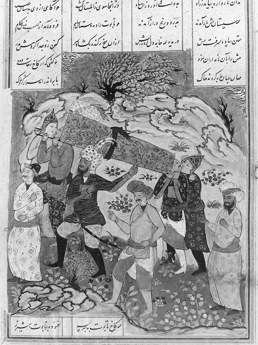 Shahnama (Book of Kings) of Firdausi, Abu'l Qasim Firdausi (Iranian, Paj ca. 940/41–1020 Tus), Ink, opaque watercolor, silver, and gold on paper; lacquer binding