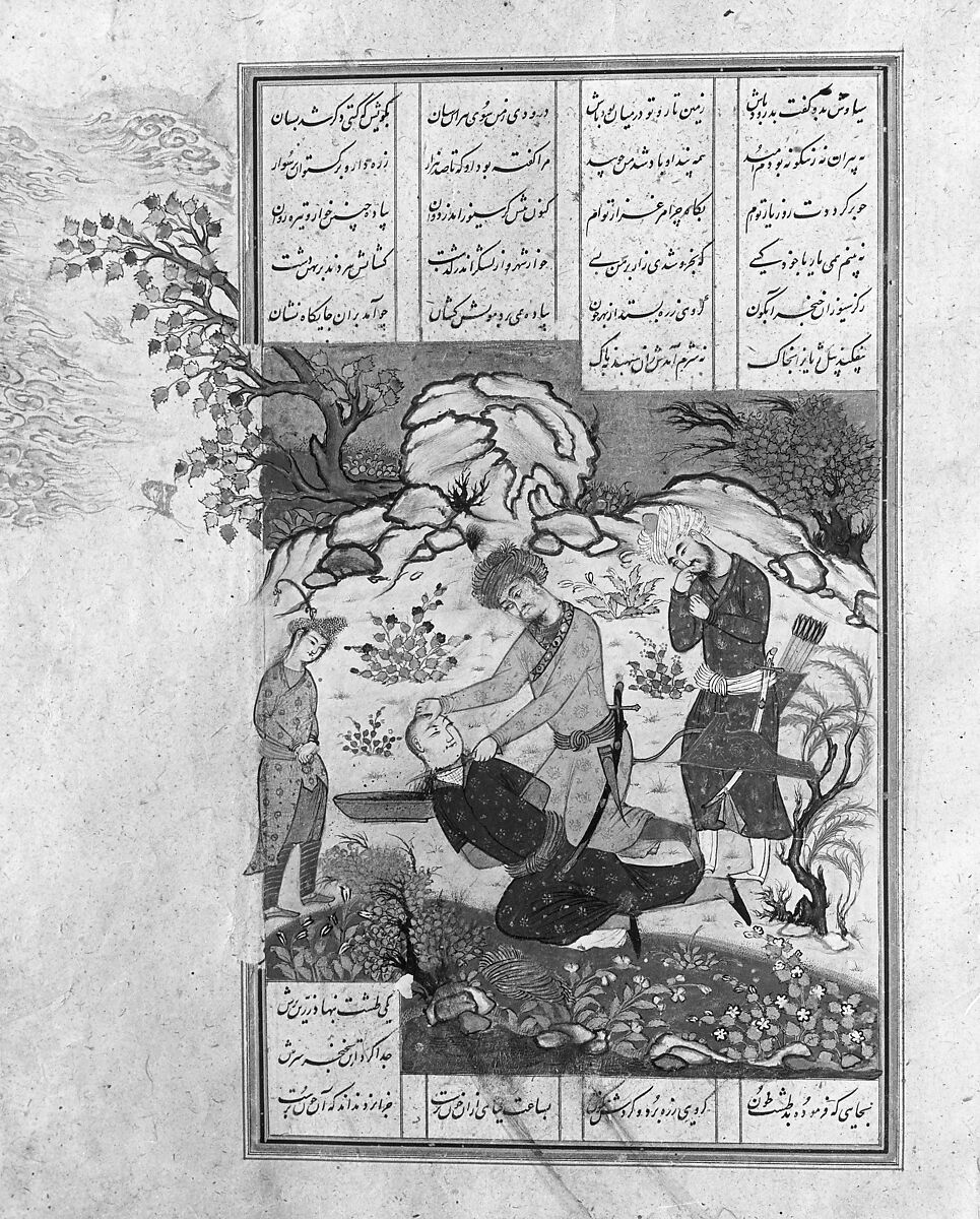 Shahnama (Book of Kings) of Firdausi, Abu'l Qasim Firdausi (Iranian, Paj ca. 940/41–1020 Tus), Ink, opaque watercolor, silver, and gold on paper; lacquer binding