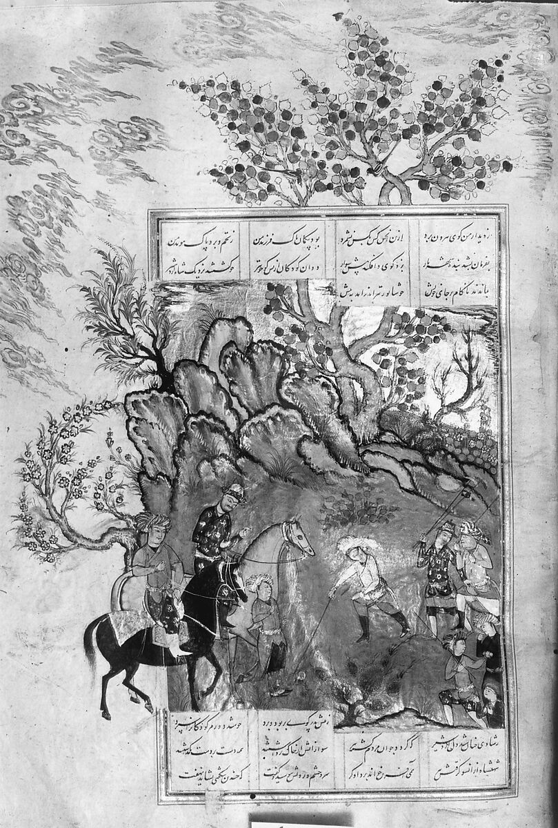 Shahnama (Book of Kings) of Firdausi, Abu'l Qasim Firdausi (Iranian, Paj ca. 940/41–1020 Tus), Ink, opaque watercolor, silver, and gold on paper; lacquer binding