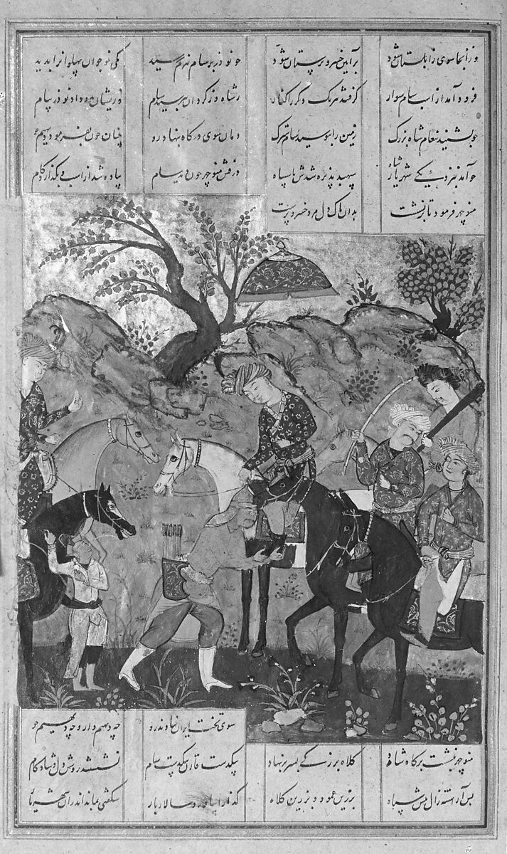 Shahnama (Book of Kings) of Firdausi, Abu'l Qasim Firdausi (Iranian, Paj ca. 940/41–1020 Tus), Ink, opaque watercolor, silver, and gold on paper; lacquer binding
