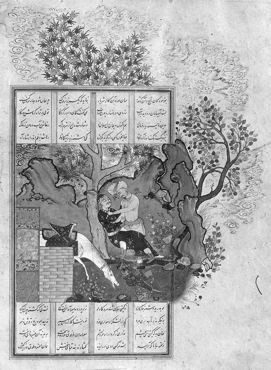 Shahnama (Book of Kings) of Firdausi, Abu'l Qasim Firdausi (Iranian, Paj ca. 940/41–1020 Tus), Ink, opaque watercolor, silver, and gold on paper; lacquer binding