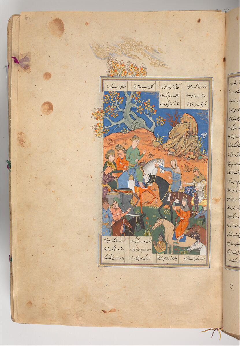 Shahnama (Book of Kings) of Firdausi, Abu'l Qasim Firdausi (Iranian, Paj ca. 940/41–1020 Tus), Ink, opaque watercolor, silver, and gold on paper; lacquer binding