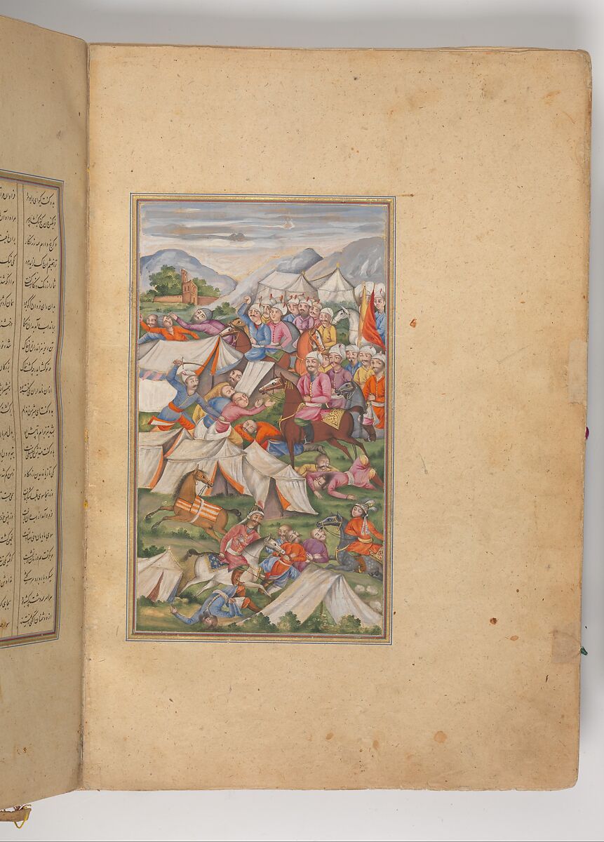 Shahnama (Book of Kings) of Firdausi, Abu'l Qasim Firdausi (Iranian, Paj ca. 940/41–1020 Tus), Ink, opaque watercolor, silver, and gold on paper; lacquer binding