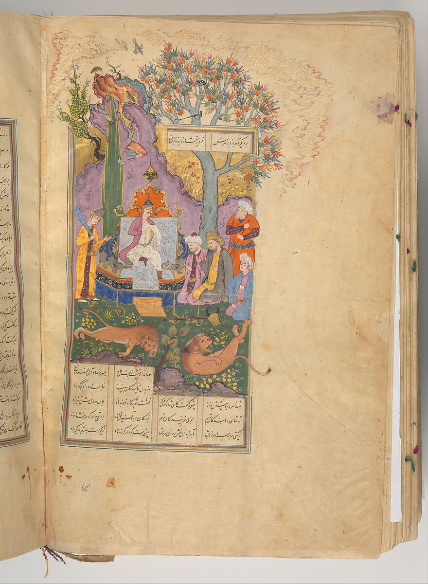 Shahnama (Book of Kings) of Firdausi, Abu'l Qasim Firdausi (Iranian, Paj ca. 940/41–1020 Tus), Ink, opaque watercolor, silver, and gold on paper; lacquer binding