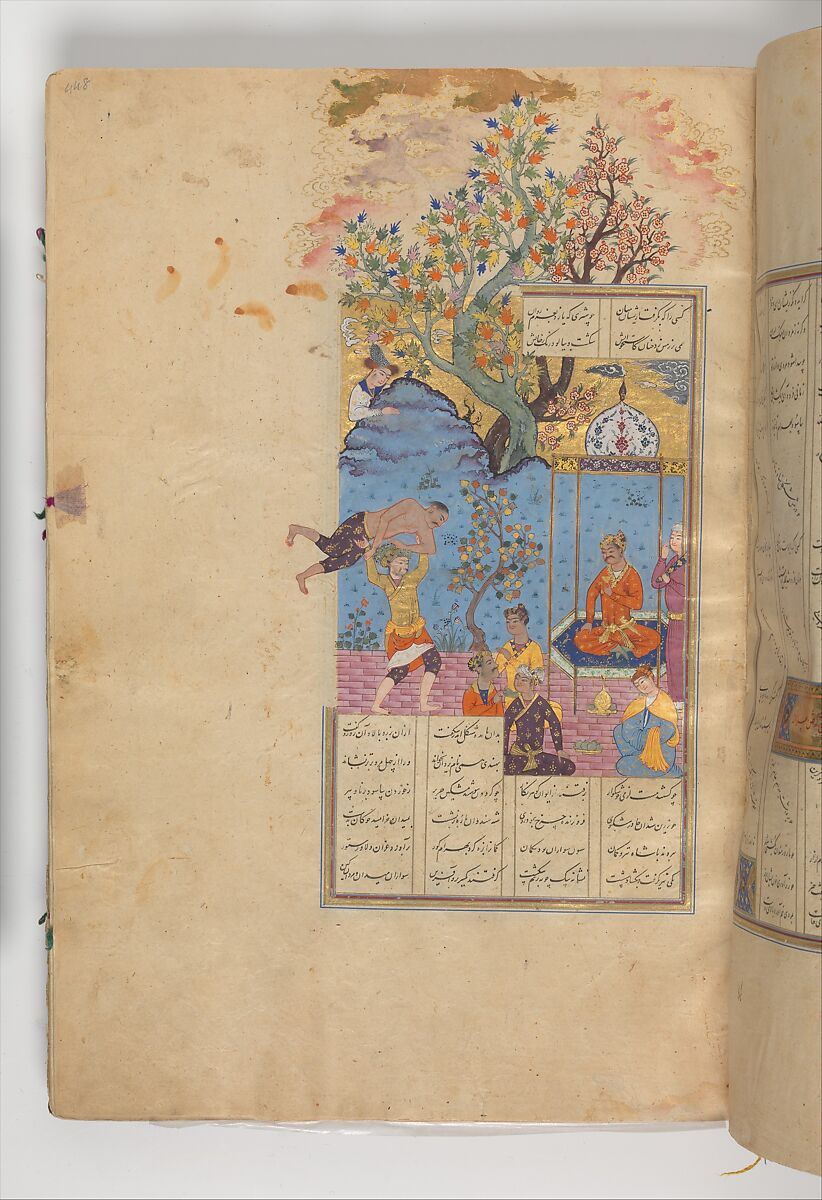 Shahnama (Book of Kings) of Firdausi, Abu'l Qasim Firdausi (Iranian, Paj ca. 940/41–1020 Tus), Ink, opaque watercolor, silver, and gold on paper; lacquer binding