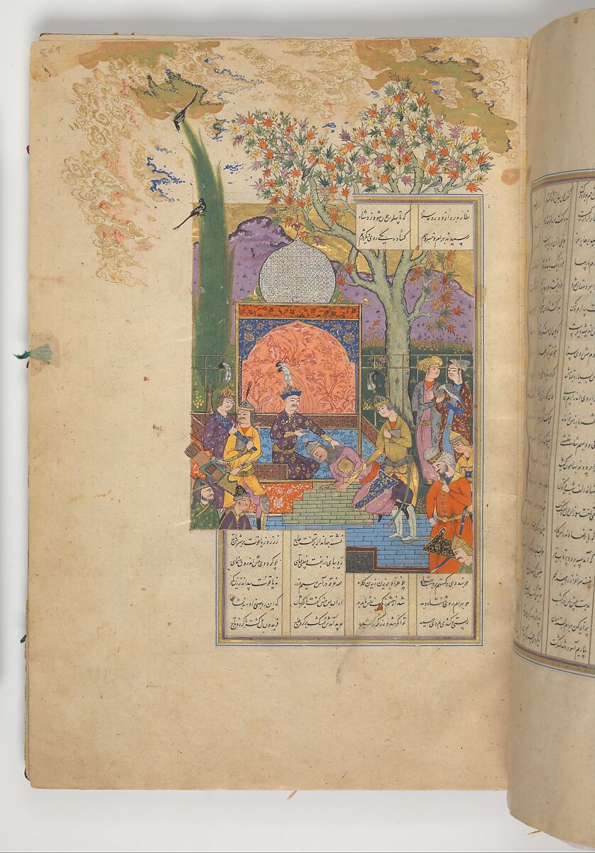 Shahnama (Book of Kings) of Firdausi, Abu'l Qasim Firdausi (Iranian, Paj ca. 940/41–1020 Tus), Ink, opaque watercolor, silver, and gold on paper; lacquer binding