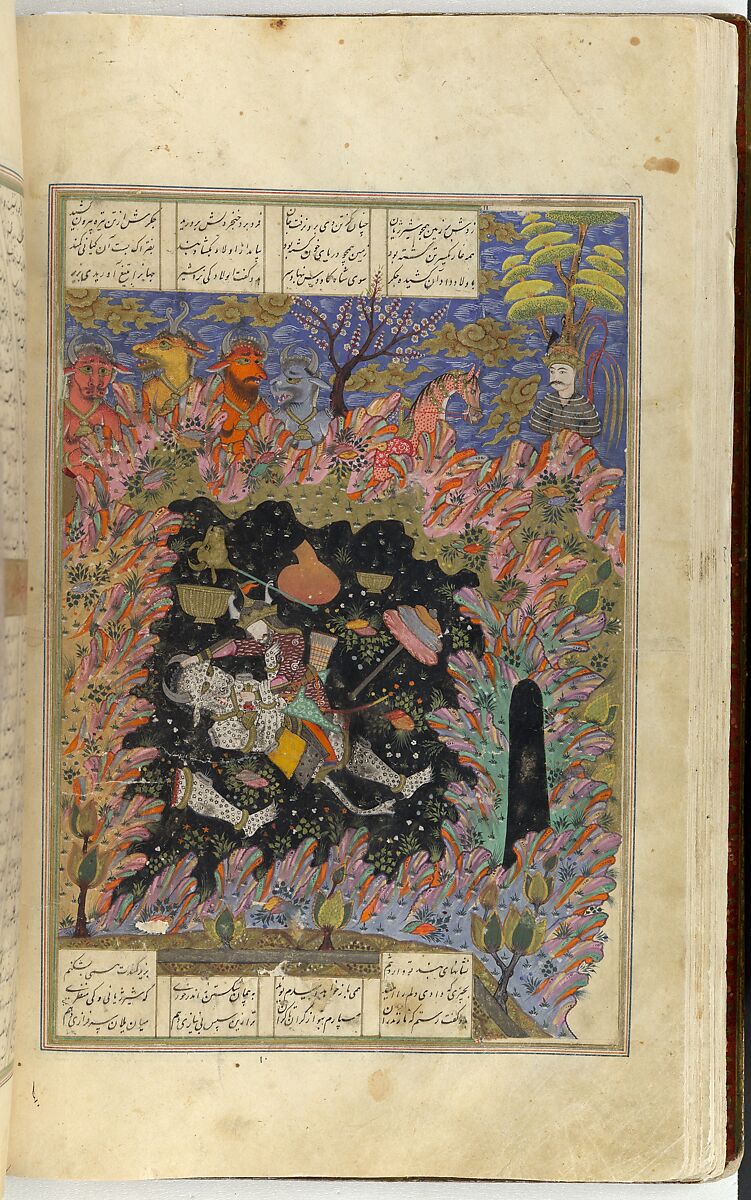 Shahnama (Book of Kings) of Firdausi, Abu'l Qasim Firdausi (Iranian, Paj ca. 940/41–1020 Tus), Opaque watercolor, ink, silver and gold on paper