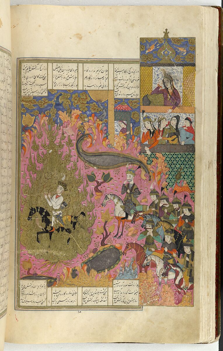 Shahnama (Book of Kings) of Firdausi, Abu'l Qasim Firdausi (Iranian, Paj ca. 940/41–1020 Tus), Opaque watercolor, ink, silver and gold on paper