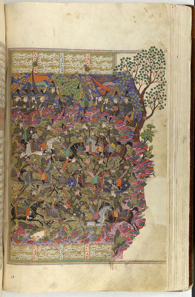 Shahnama (Book of Kings) of Firdausi, Abu'l Qasim Firdausi (Iranian, Paj ca. 940/41–1020 Tus), Opaque watercolor, ink, silver and gold on paper