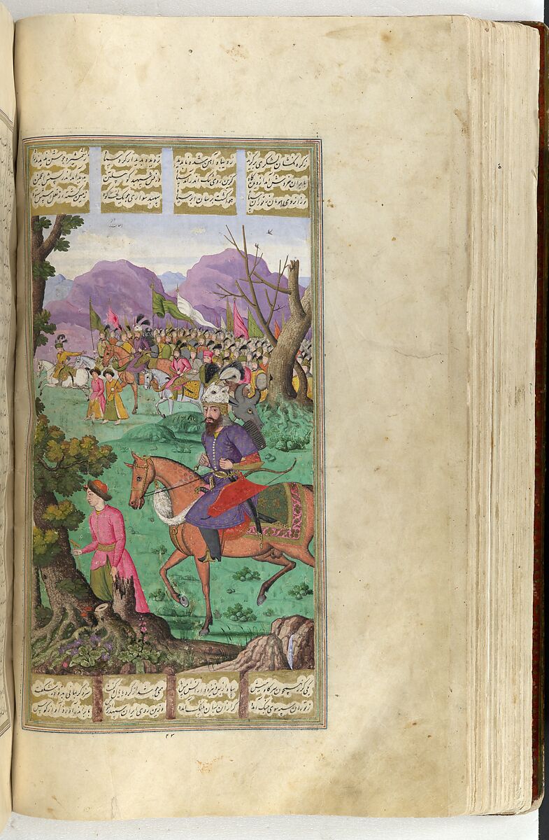 Shahnama (Book of Kings) of Firdausi, Abu'l Qasim Firdausi (Iranian, Paj ca. 940/41–1020 Tus), Opaque watercolor, ink, silver and gold on paper