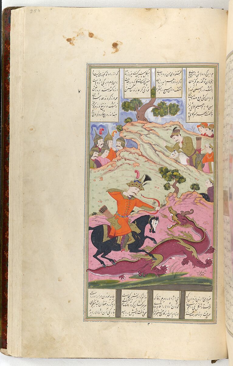 Shahnama (Book of Kings) of Firdausi, Abu'l Qasim Firdausi (Iranian, Paj ca. 940/41–1020 Tus), Opaque watercolor, ink, silver and gold on paper