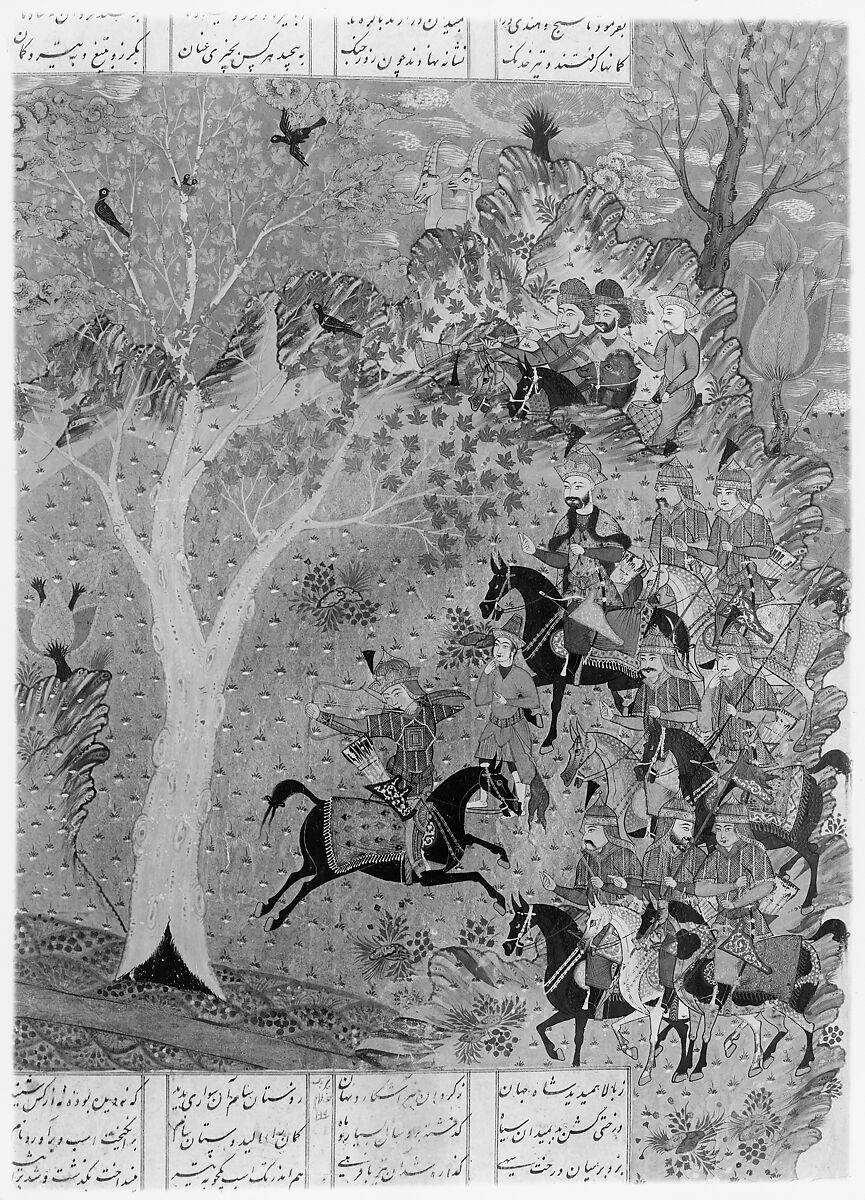 Shahnama (Book of Kings) of Firdausi, Abu'l Qasim Firdausi (Iranian, Paj ca. 940/41–1020 Tus), Opaque watercolor, ink, silver and gold on paper