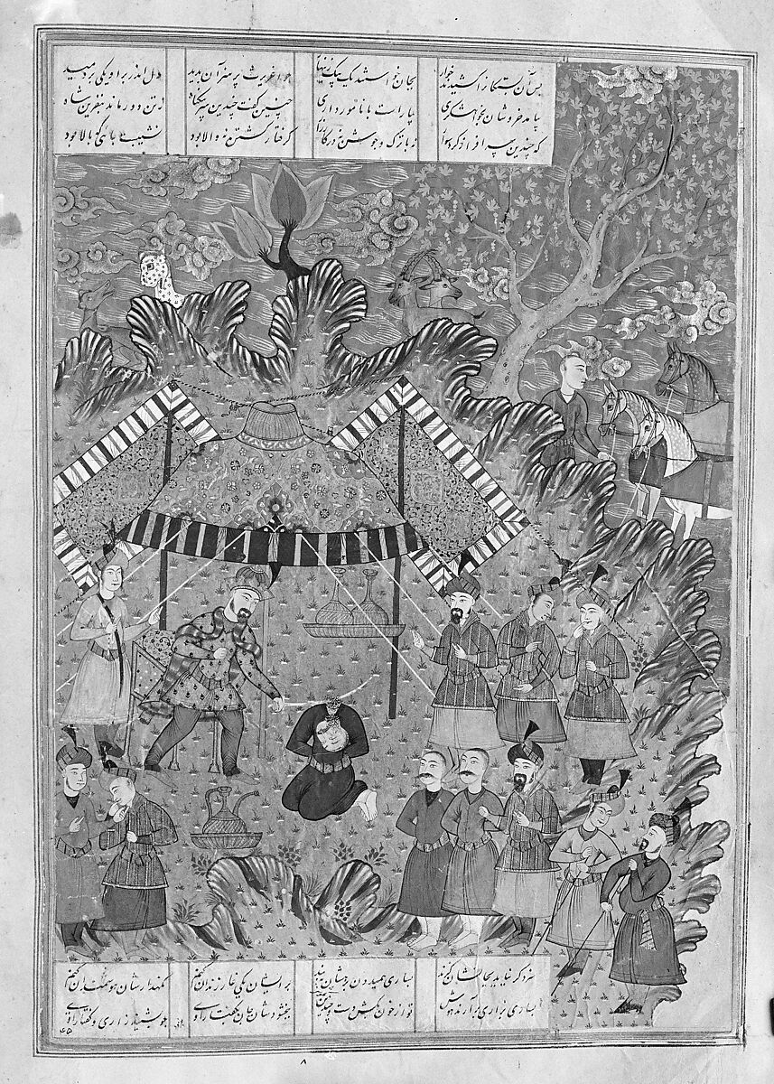 Shahnama (Book of Kings) of Firdausi, Abu'l Qasim Firdausi (Iranian, Paj ca. 940/41–1020 Tus), Opaque watercolor, ink, silver and gold on paper