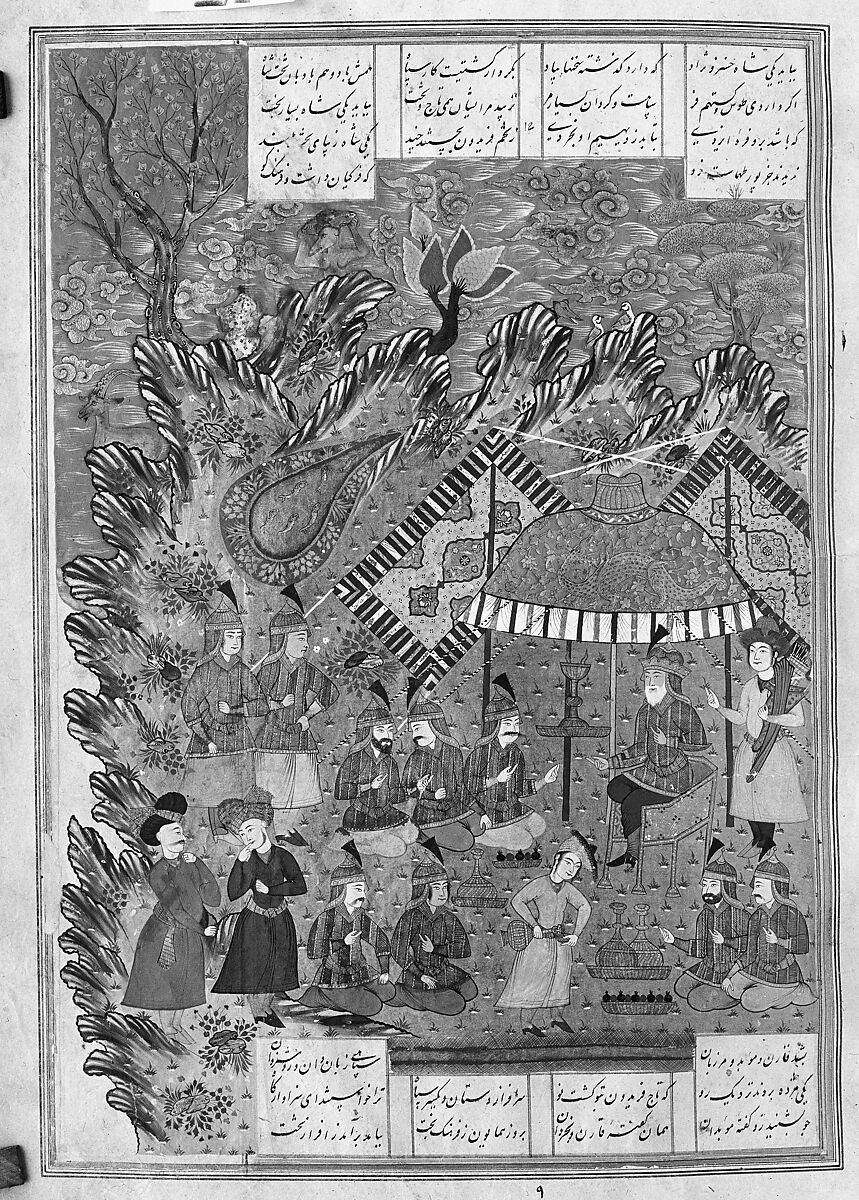 Shahnama (Book of Kings) of Firdausi, Abu'l Qasim Firdausi (Iranian, Paj ca. 940/41–1020 Tus), Opaque watercolor, ink, silver and gold on paper