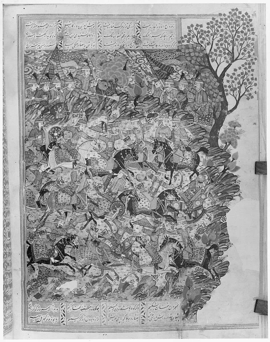 Shahnama (Book of Kings) of Firdausi, Abu'l Qasim Firdausi (Iranian, Paj ca. 940/41–1020 Tus), Opaque watercolor, ink, silver and gold on paper