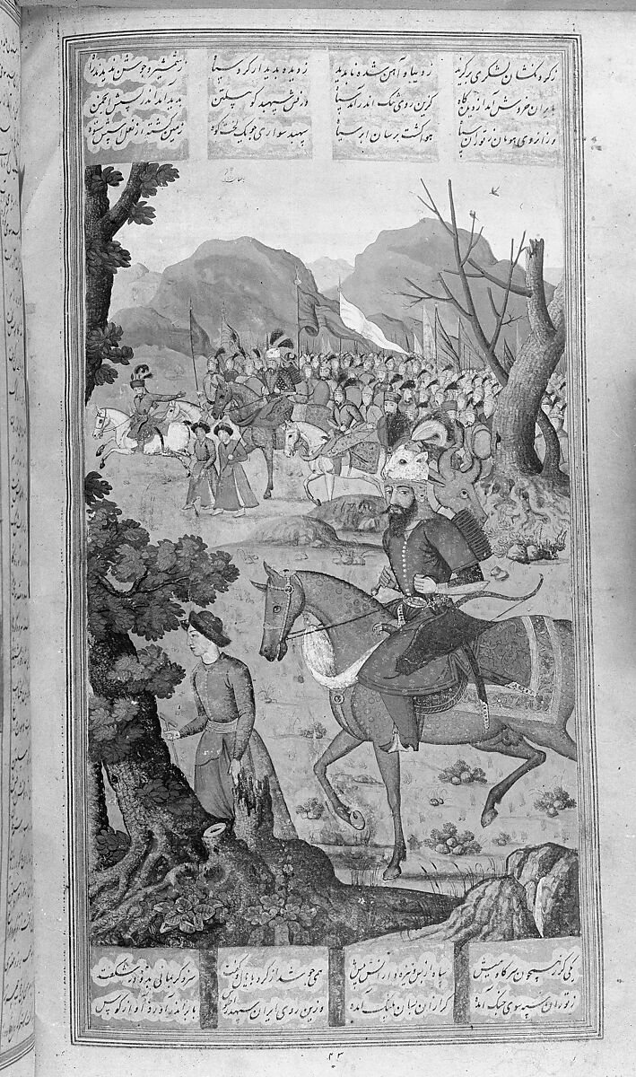 Shahnama (Book of Kings) of Firdausi, Abu'l Qasim Firdausi (Iranian, Paj ca. 940/41–1020 Tus), Opaque watercolor, ink, silver and gold on paper