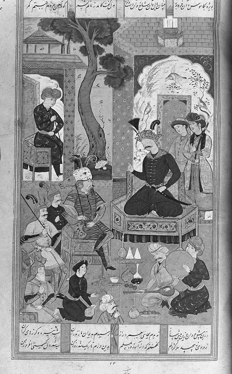 Shahnama (Book of Kings) of Firdausi, Abu'l Qasim Firdausi (Iranian, Paj ca. 940/41–1020 Tus), Opaque watercolor, ink, silver and gold on paper