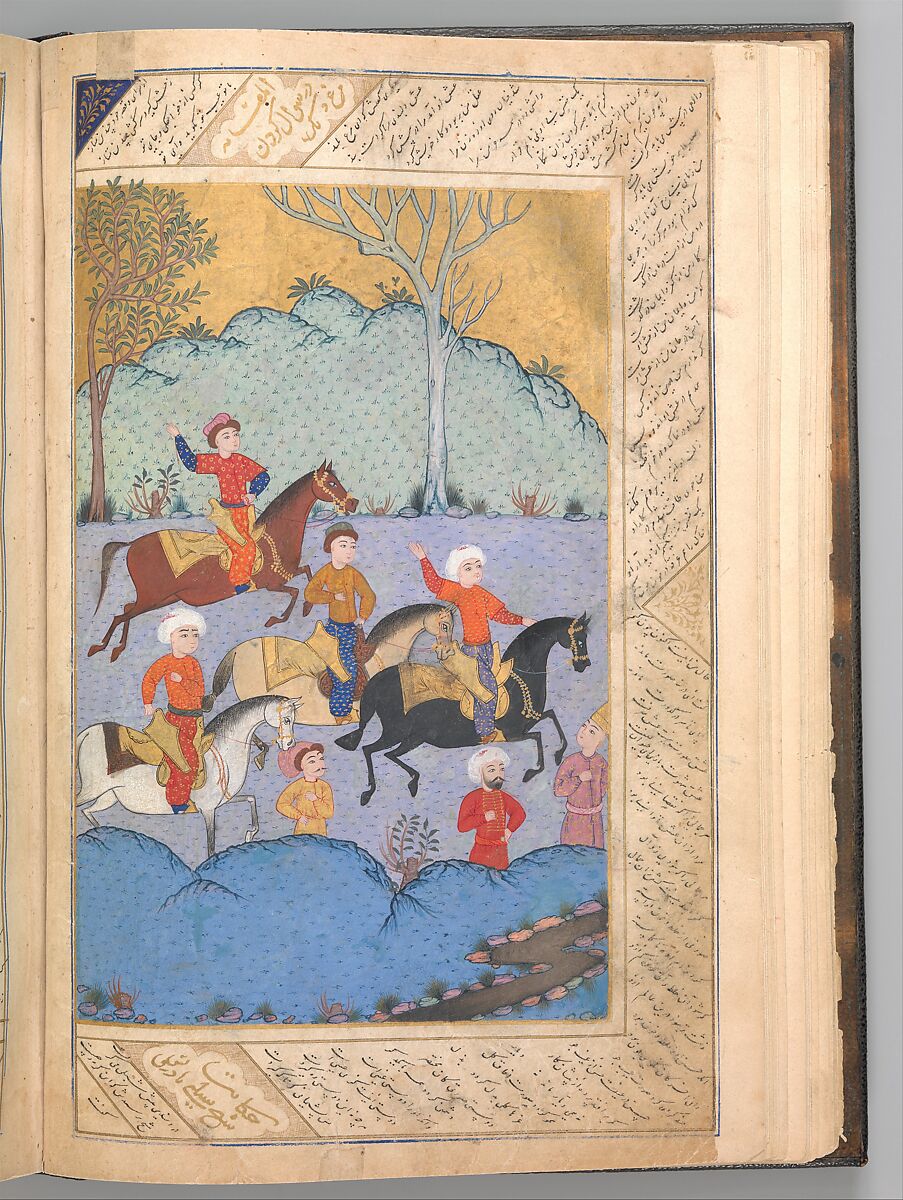 Anthology of Persian Poetry, Main support: Ink, opaque watercolor, silver, and gold on paper
Binding: Leather and gold