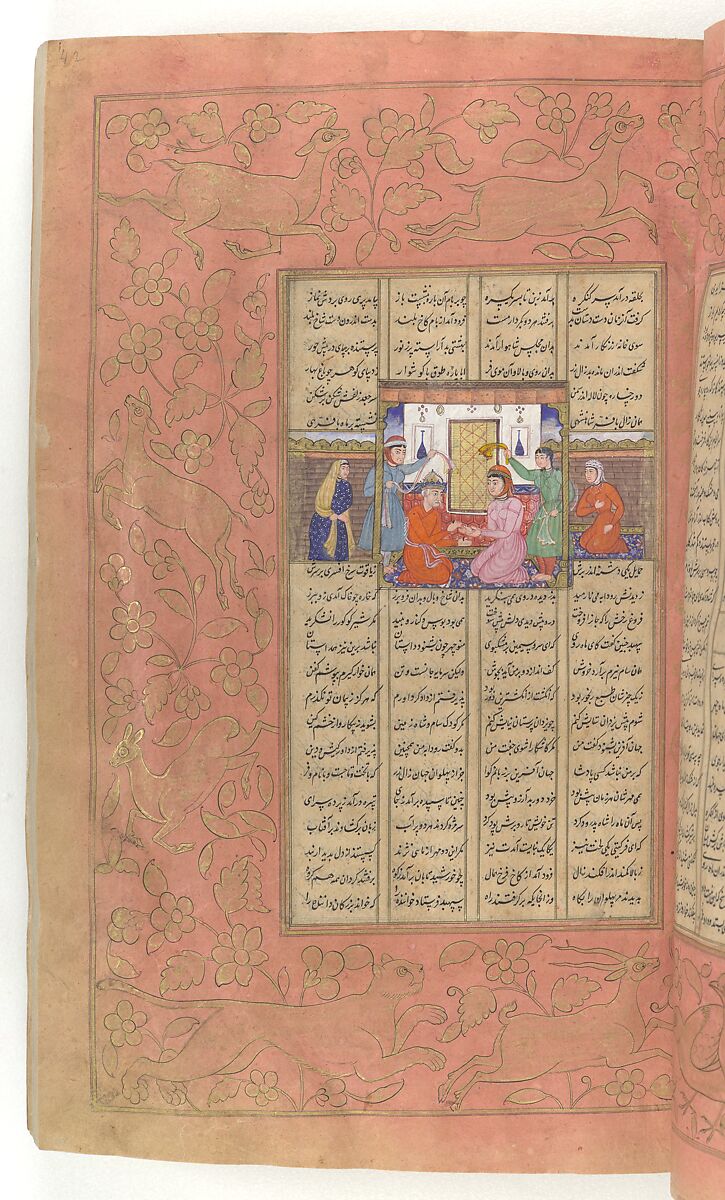 Shahnama (Book of Kings) of Firdausi, Abu'l Qasim Firdausi (Iranian, Paj ca. 940/41–1020 Tus), Ink, opaque watercolor, silver, and gold on paper