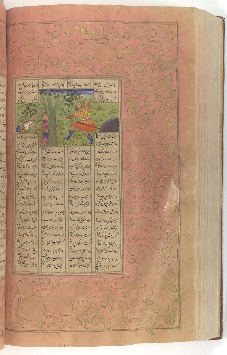 Shahnama (Book of Kings) of Firdausi, Abu'l Qasim Firdausi (Iranian, Paj ca. 940/41–1020 Tus), Ink, opaque watercolor, silver, and gold on paper