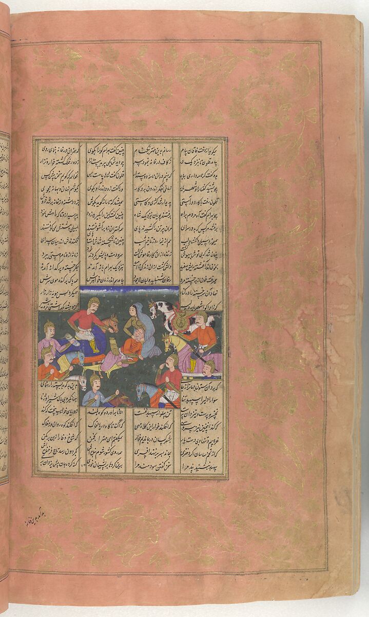 Shahnama (Book of Kings) of Firdausi, Abu'l Qasim Firdausi (Iranian, Paj ca. 940/41–1020 Tus), Ink, opaque watercolor, silver, and gold on paper