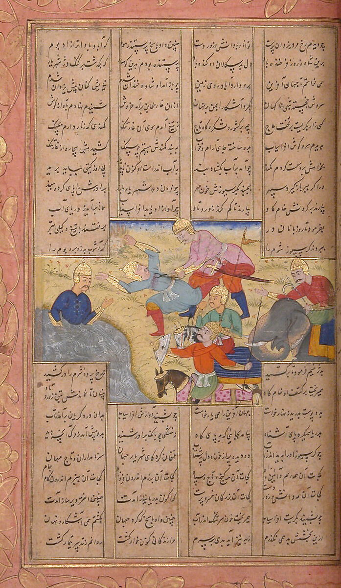 Shahnama (Book of Kings) of Firdausi, Abu'l Qasim Firdausi (Iranian, Paj ca. 940/41–1020 Tus), Ink, opaque watercolor, silver, and gold on paper