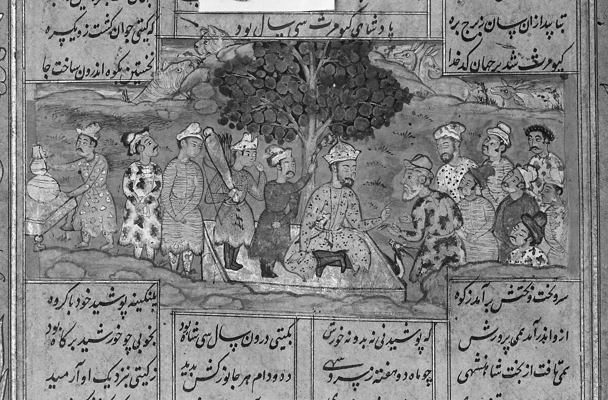 Shahnama (Book of Kings) of Firdausi, Abu'l Qasim Firdausi (Iranian, Paj ca. 940/41–1020 Tus), Ink, opaque watercolor, silver, and gold on paper