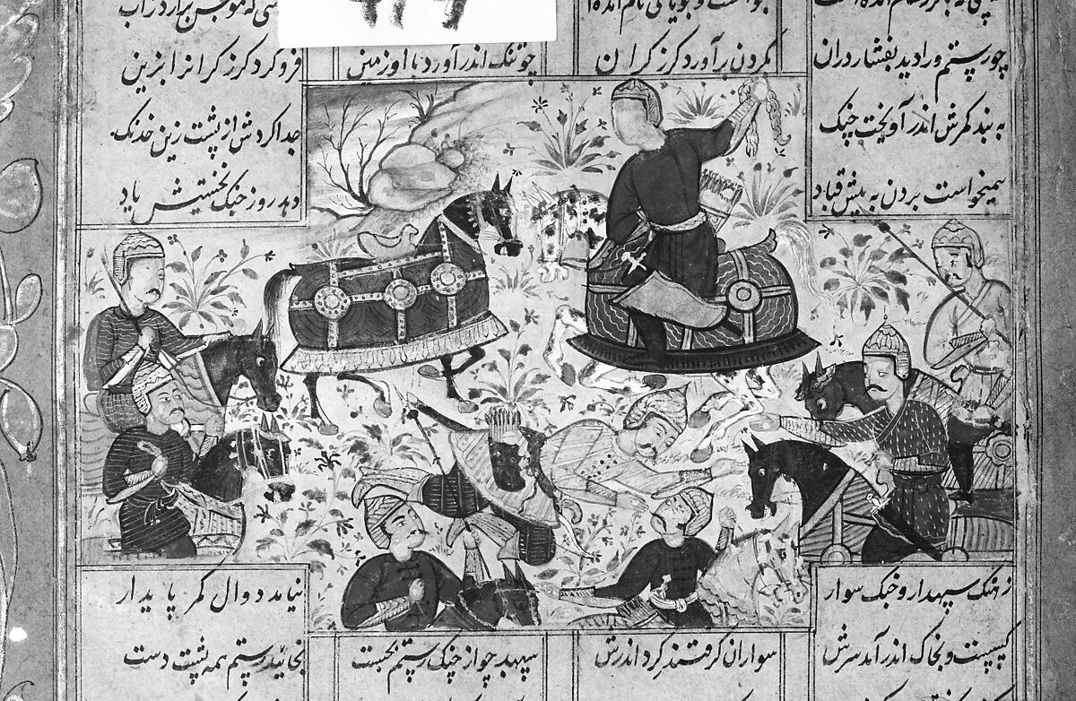 Shahnama (Book of Kings) of Firdausi, Abu'l Qasim Firdausi (Iranian, Paj ca. 940/41–1020 Tus), Ink, opaque watercolor, silver, and gold on paper