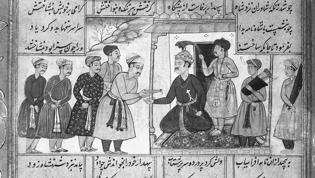 Shahnama (Book of Kings) of Firdausi, Abu'l Qasim Firdausi (Iranian, Paj ca. 940/41–1020 Tus), Ink, opaque watercolor, silver, and gold on paper