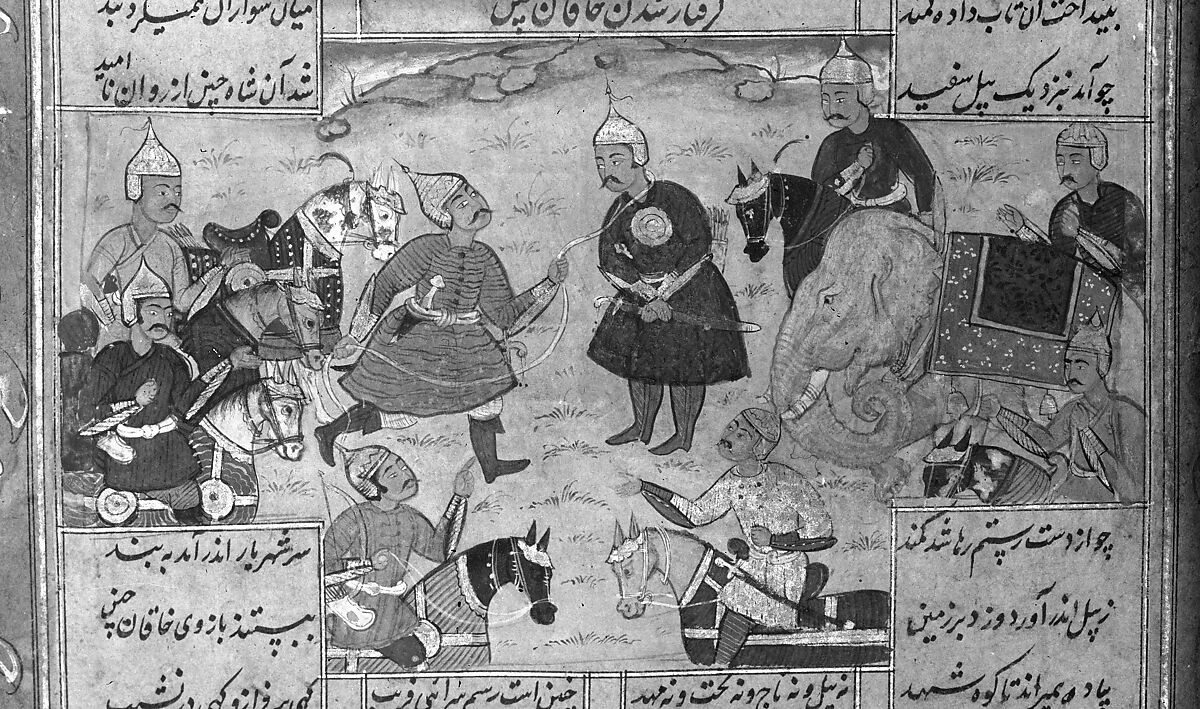 Shahnama (Book of Kings) of Firdausi, Abu'l Qasim Firdausi (Iranian, Paj ca. 940/41–1020 Tus), Ink, opaque watercolor, silver, and gold on paper