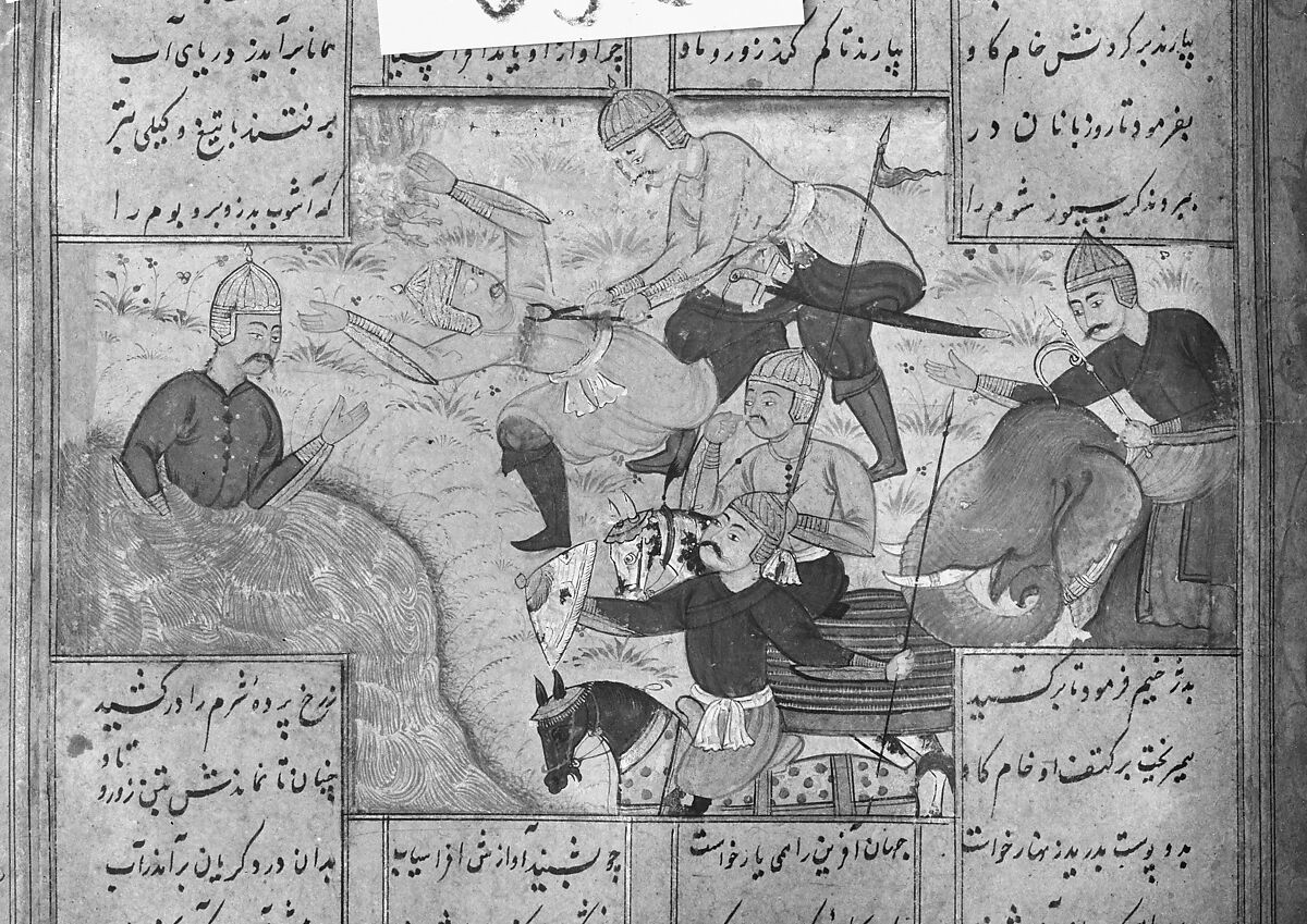 Shahnama (Book of Kings) of Firdausi, Abu'l Qasim Firdausi (Iranian, Paj ca. 940/41–1020 Tus), Ink, opaque watercolor, silver, and gold on paper