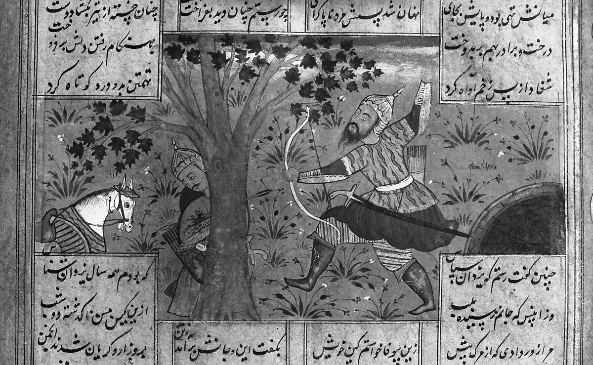 Shahnama (Book of Kings) of Firdausi, Abu'l Qasim Firdausi (Iranian, Paj ca. 940/41–1020 Tus), Ink, opaque watercolor, silver, and gold on paper