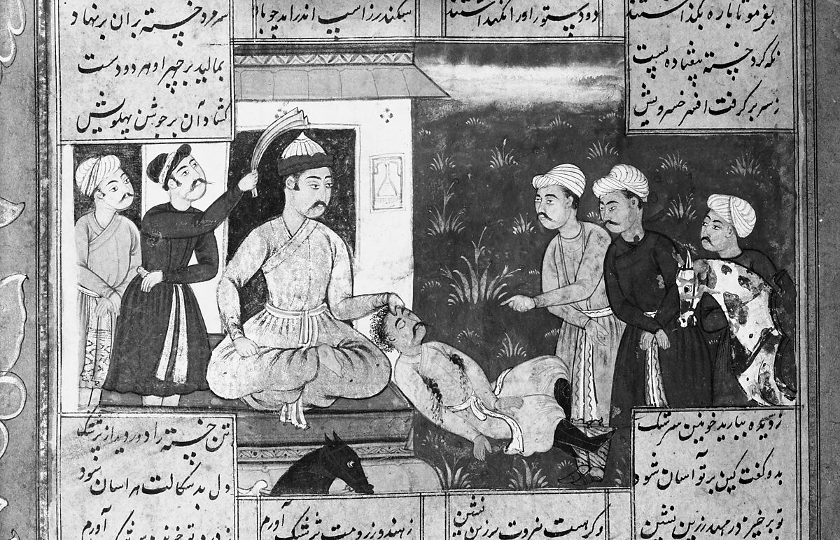 Shahnama (Book of Kings) of Firdausi, Abu'l Qasim Firdausi (Iranian, Paj ca. 940/41–1020 Tus), Ink, opaque watercolor, silver, and gold on paper