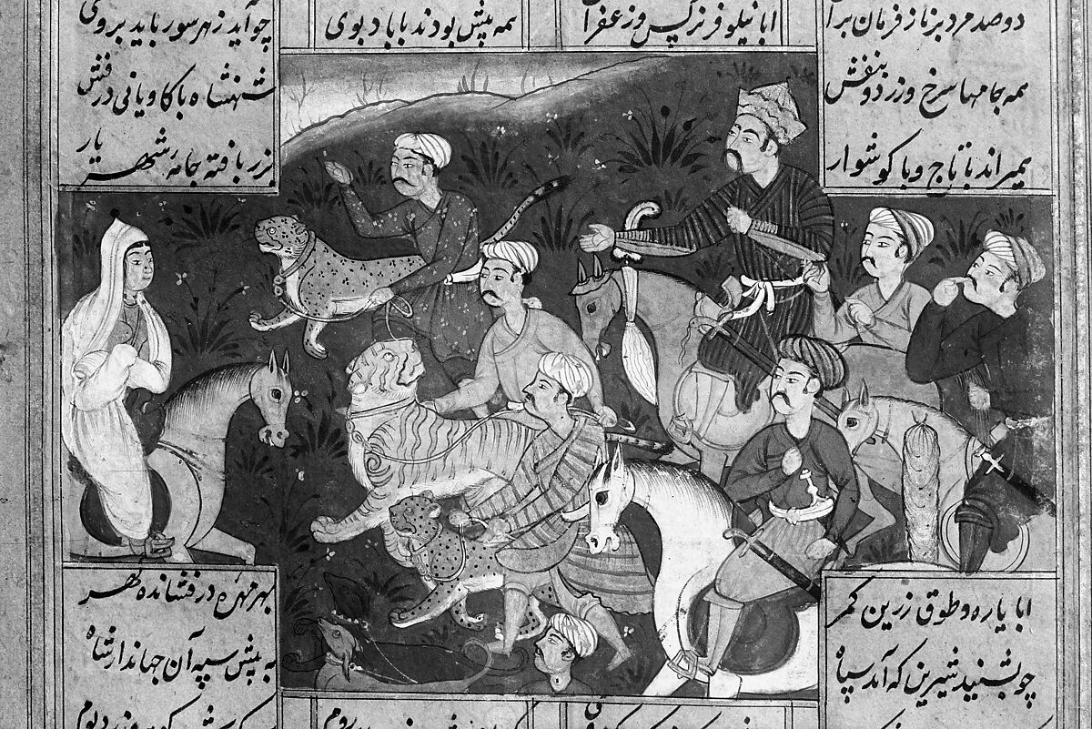 Shahnama (Book of Kings) of Firdausi, Abu'l Qasim Firdausi (Iranian, Paj ca. 940/41–1020 Tus), Ink, opaque watercolor, silver, and gold on paper