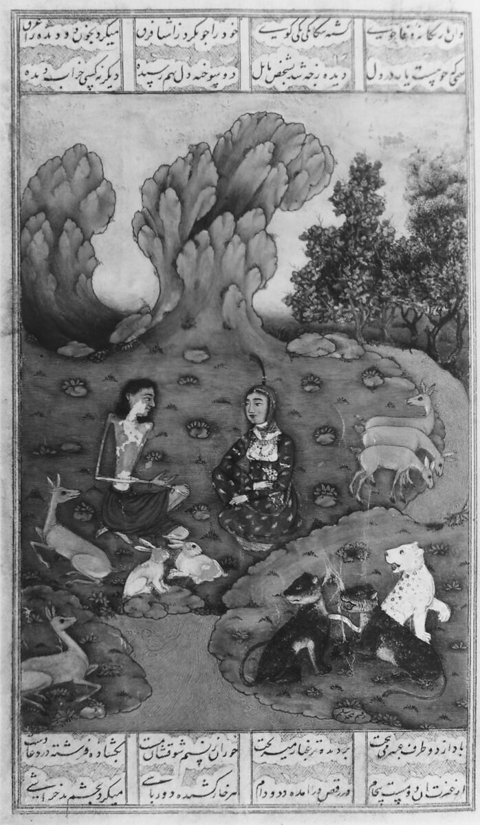 Khamsa (Quintet) of Amir Khusrau Dihlavi, Amir Khusrau Dihlavi (Indian, Patiyali, 1253–1325 Delhi), Ink, opaque watercolor, and gold on paper