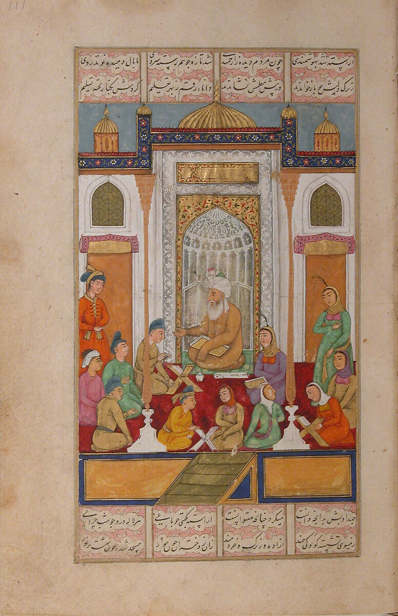 Khamsa (Quintet) of Amir Khusrau Dihlavi, Amir Khusrau Dihlavi (Indian, Patiyali, 1253–1325 Delhi), Ink, opaque watercolor, and gold on paper
