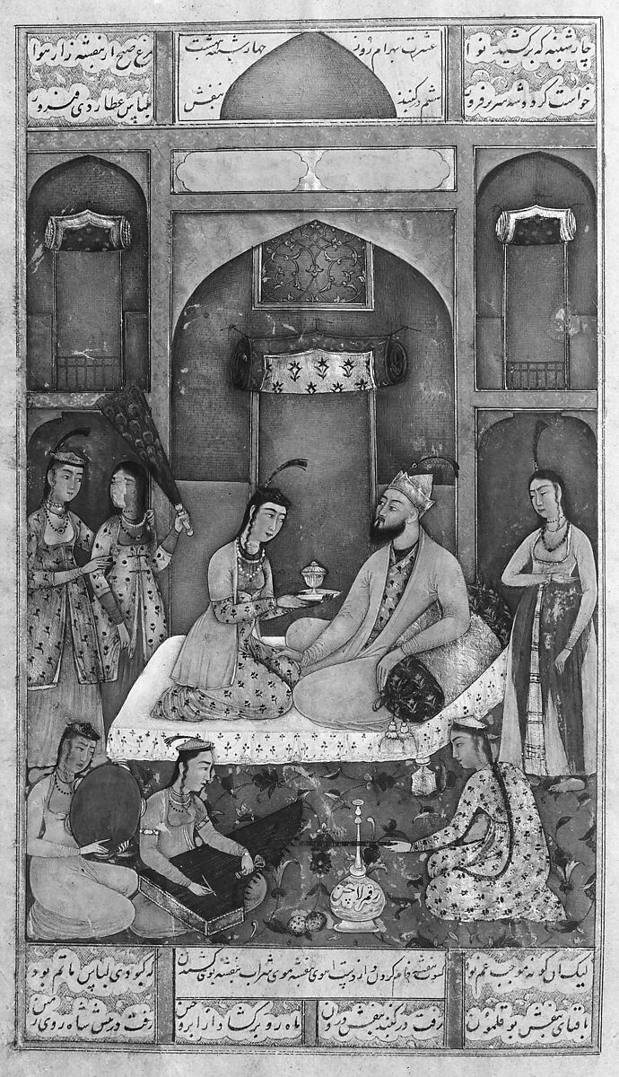 Khamsa (Quintet) of Amir Khusrau Dihlavi, Amir Khusrau Dihlavi (Indian, Patiyali, 1253–1325 Delhi), Ink, opaque watercolor, and gold on paper