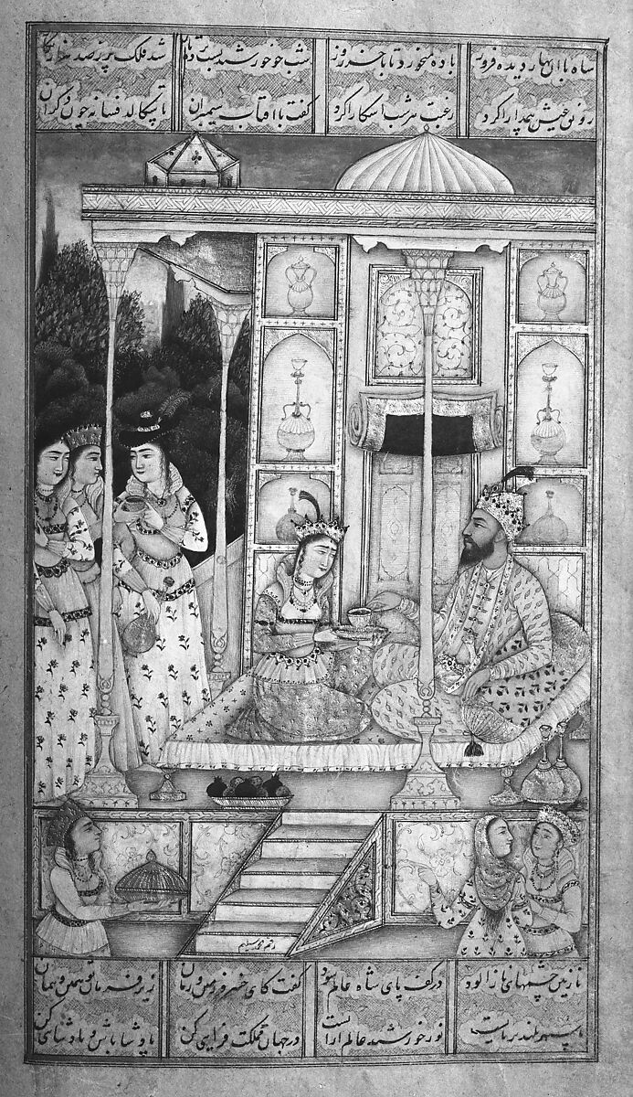 Khamsa (Quintet) of Amir Khusrau Dihlavi, Amir Khusrau Dihlavi (Indian, Patiyali, 1253–1325 Delhi), Ink, opaque watercolor, and gold on paper