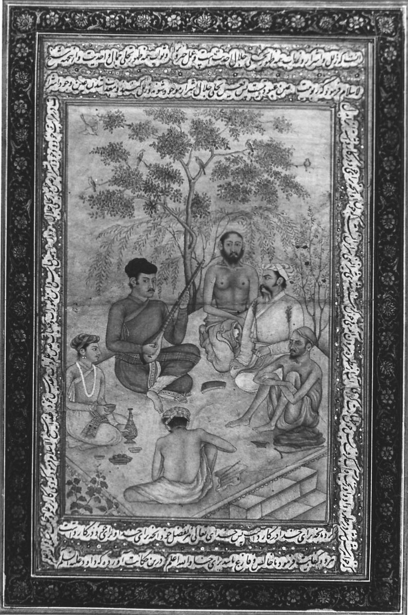 Visit to Holy Man by Prince Salim (Jahangir as a Youth?), Ink, opaque watercolor, and gold on paper