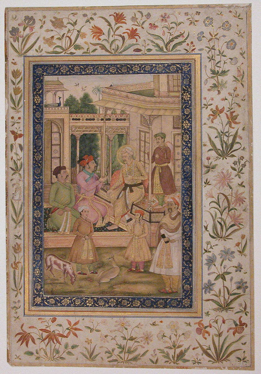 Akbar Visited by Jahangir and Daniyal, Opaque watercolor on paper