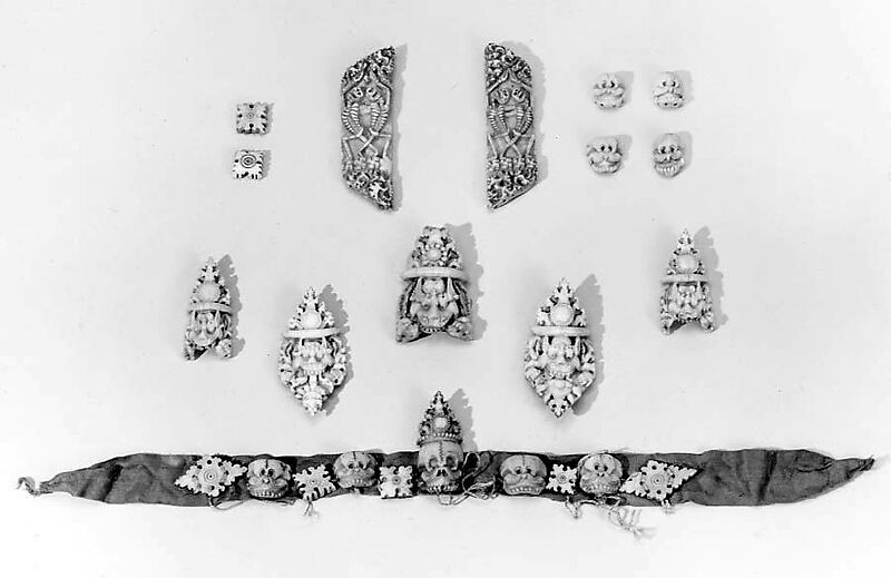 Diamond-shaped plaque, Bone, Tibet 