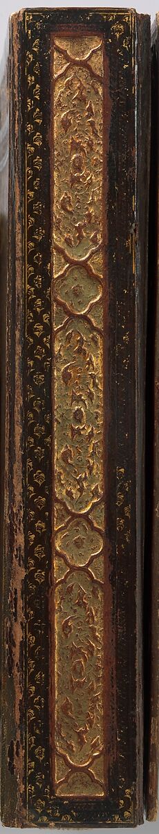 Overflap and Inside Cover of a Khamsa (Quintet) of Nizami of Ganja, Nizami (present-day Azerbaijan, Ganja 1141–1209 Ganja), Binding: leather; embossed, gold, and color Manuscript: ink, opaque watercolor, and gold on paper